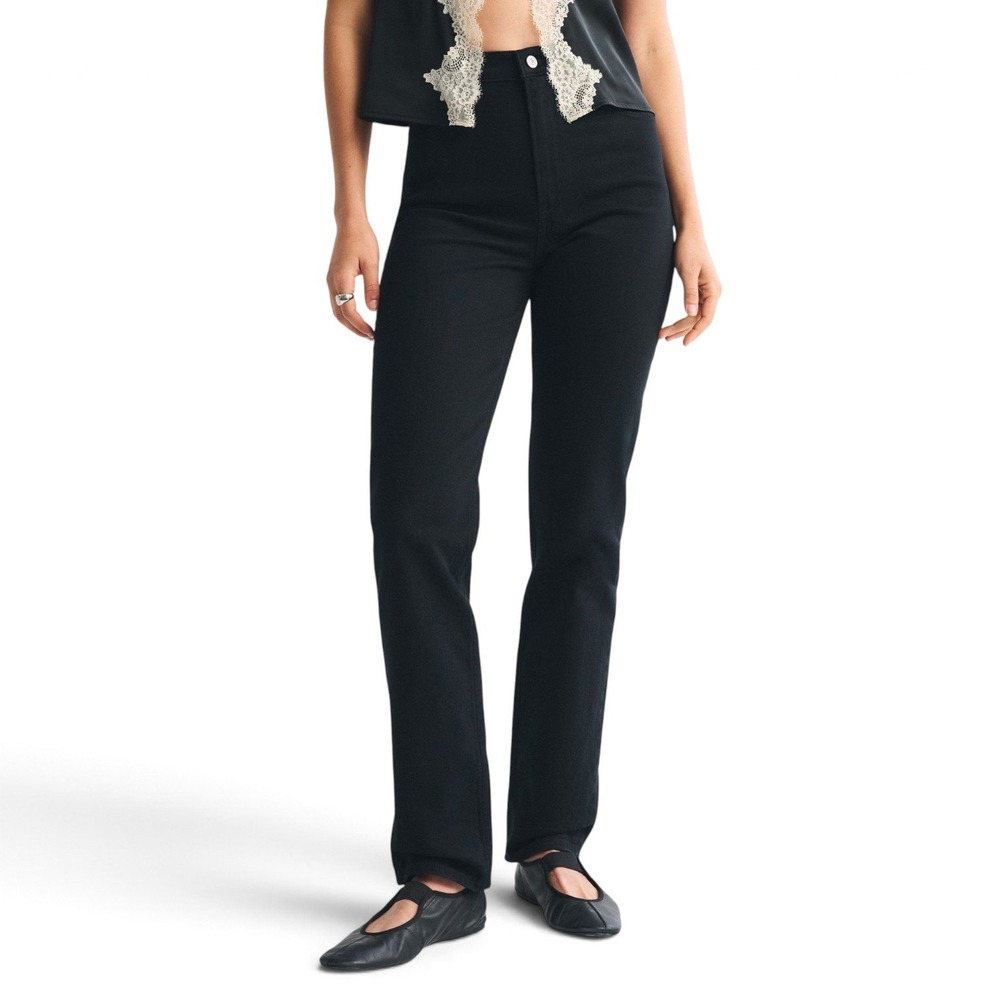 Abercrombie & Fitch 90s Straight Jeans Womens 30 Black Ultra High Rise Denim